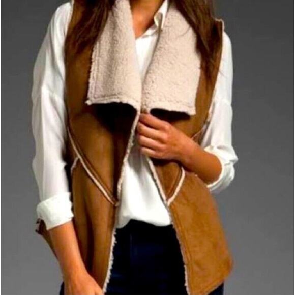 Sanctuary Faux Suede Sherpa Vest Womens Small‎ Brown Boho Western Cowgirl Casual - Picture 11 of 11
